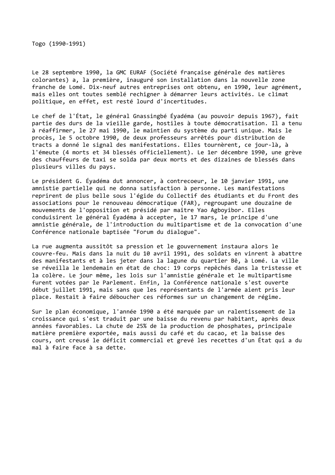 Prévisualisation du document Togo (1990-1991)