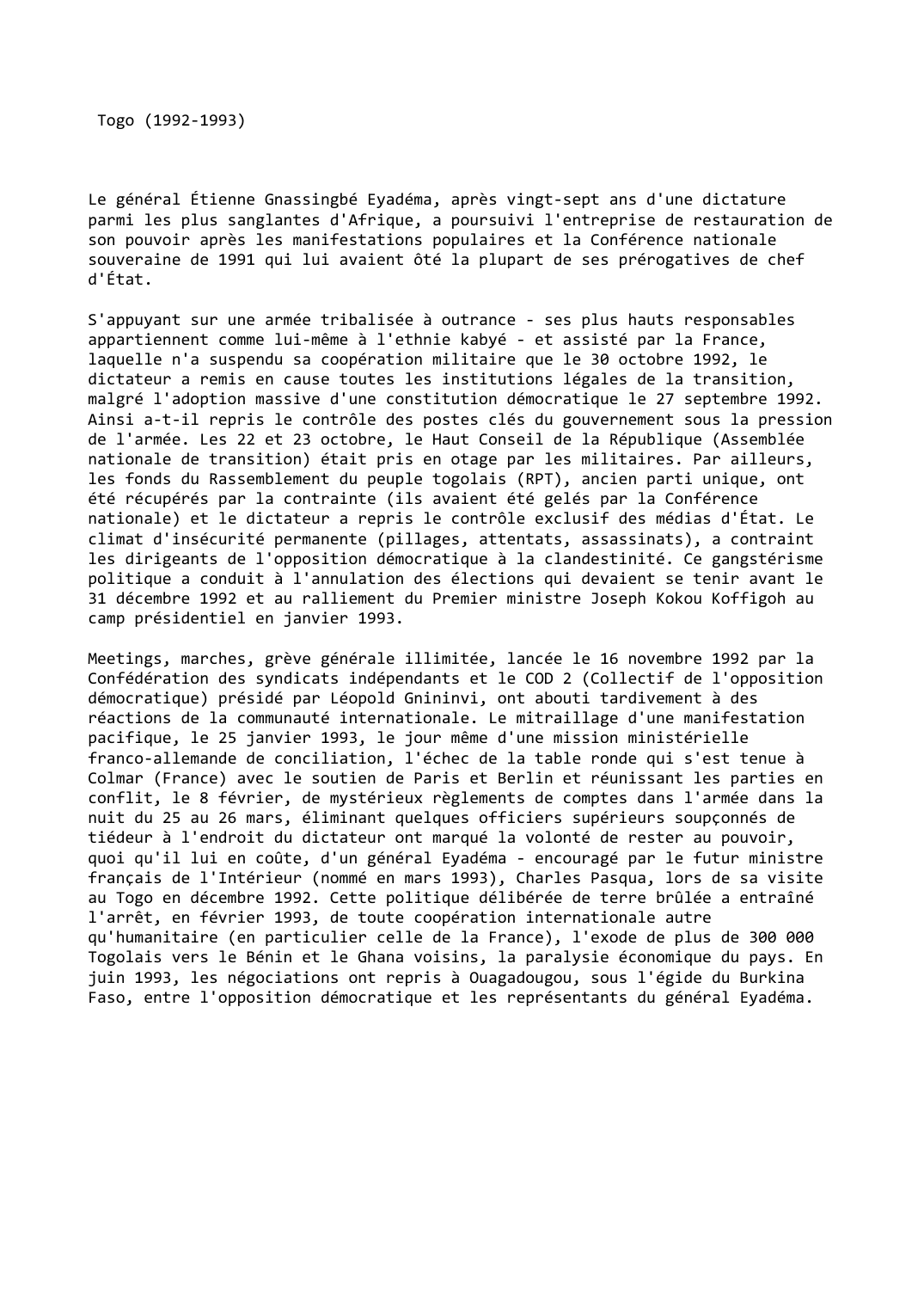 Prévisualisation du document Togo (1992-1993)