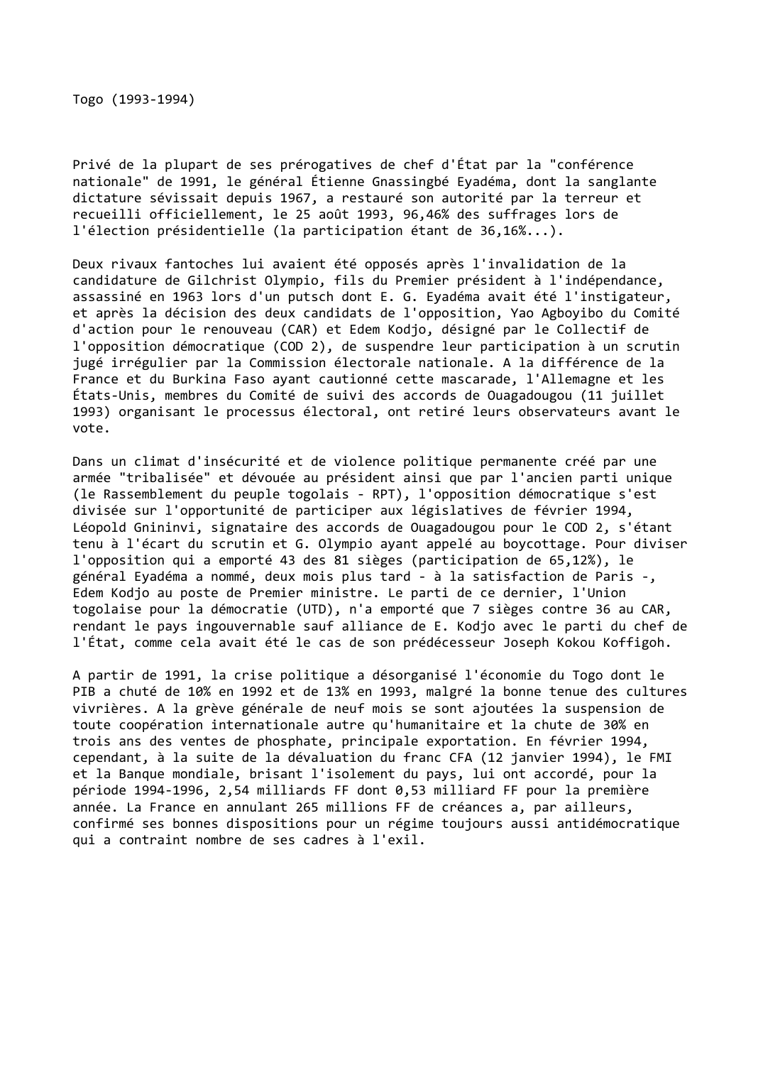 Prévisualisation du document Togo (1993-1994)