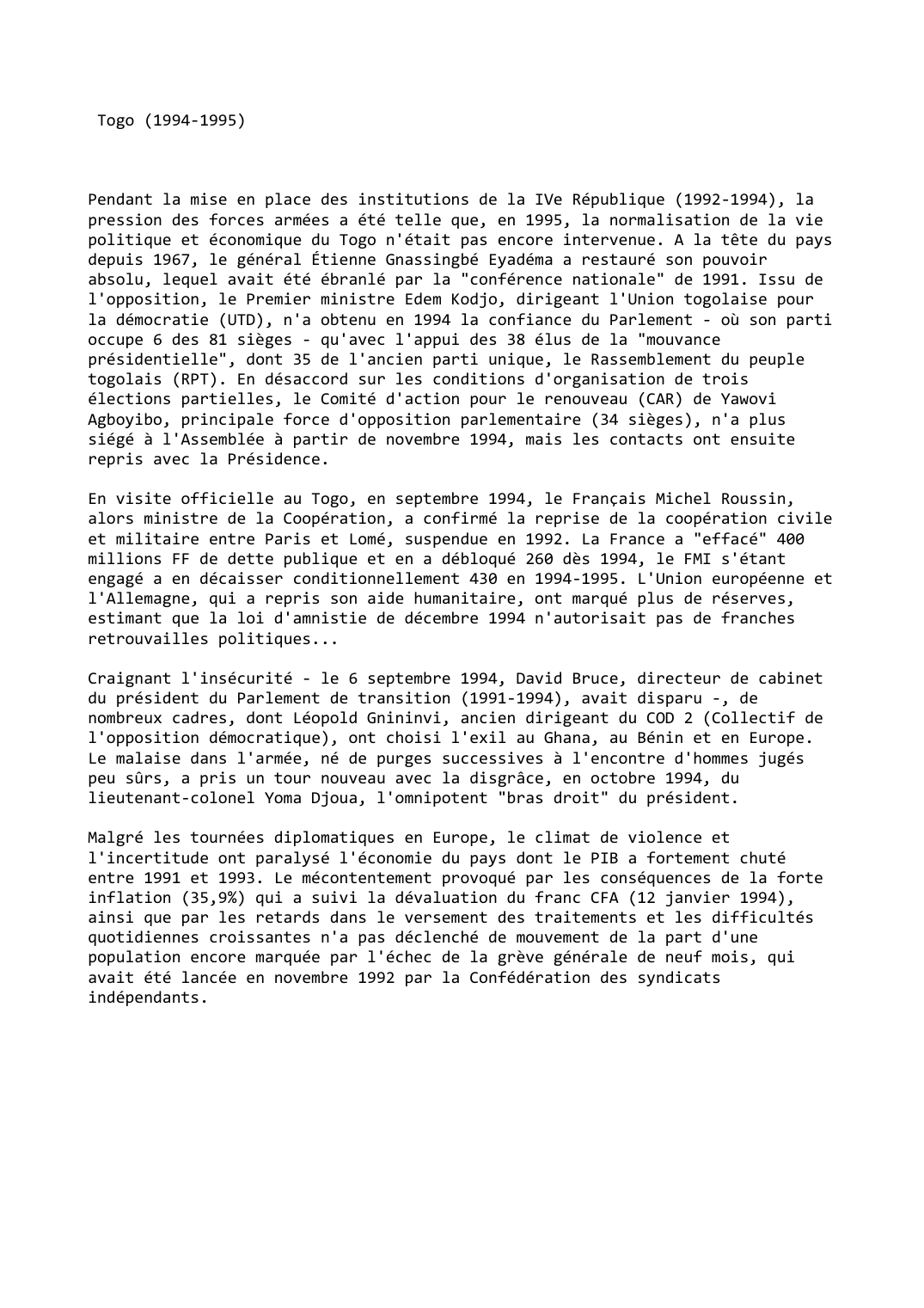 Prévisualisation du document Togo (1994-1995)