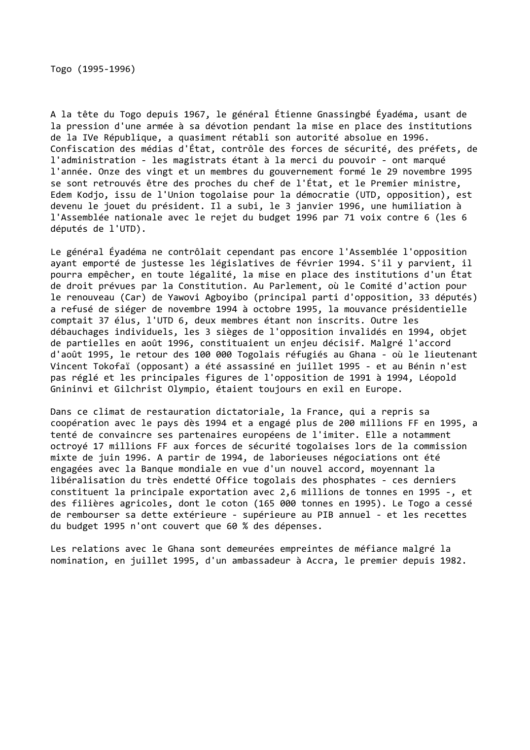 Prévisualisation du document Togo (1995-1996)