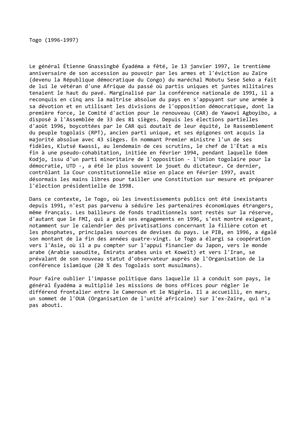 Prévisualisation du document Togo (1996-1997)