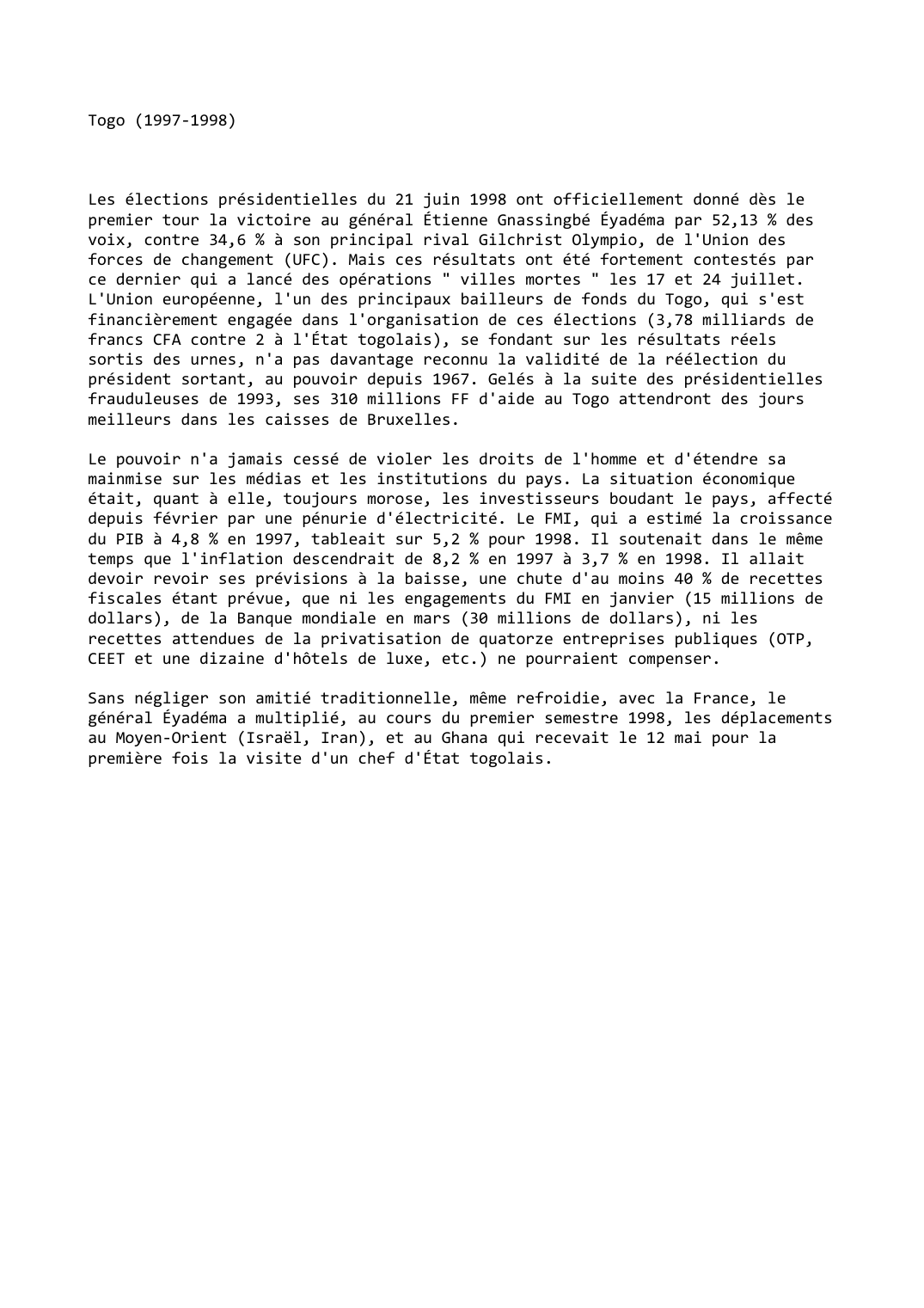 Prévisualisation du document Togo (1997-1998)