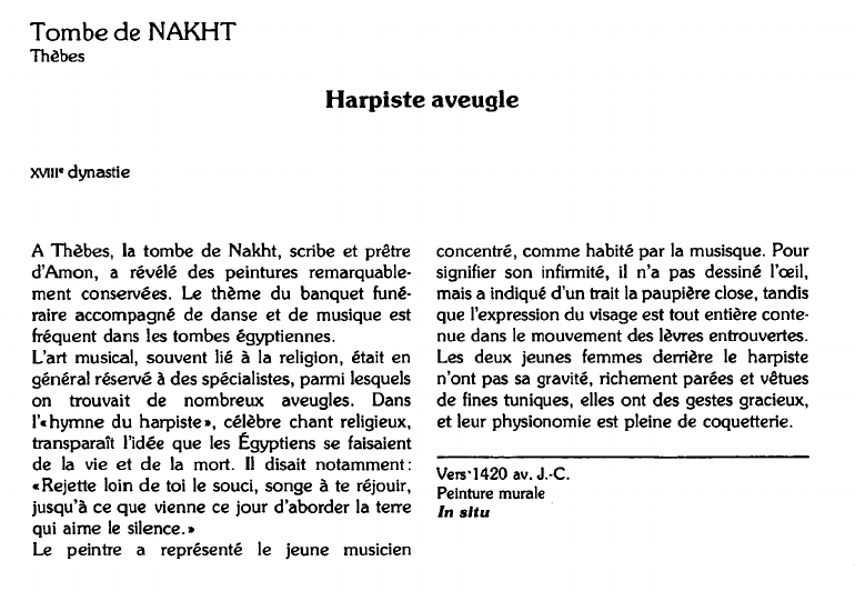 Prévisualisation du document Tombe de NAKHTThèbes:Harpiste aveugle (analyse).