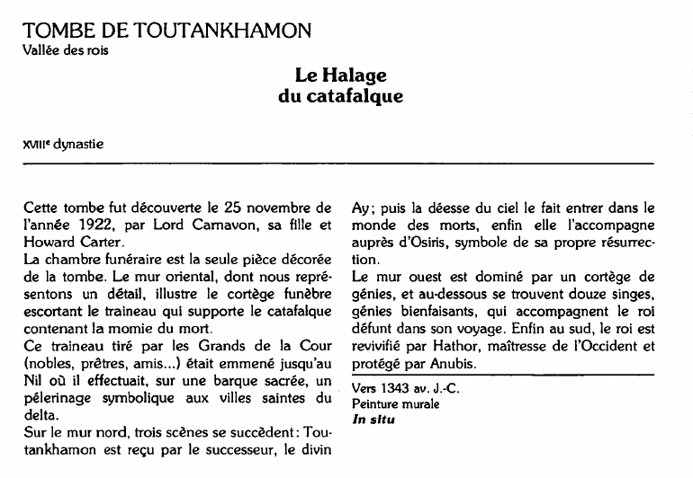 Prévisualisation du document TOMBE DE TOUTANKHAMON:Vallée des roisLe Halage du catafalque.