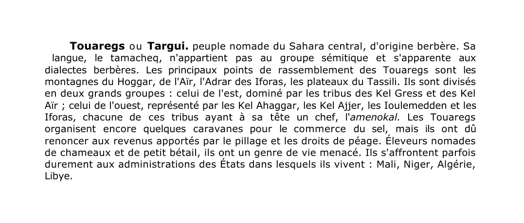 Prévisualisation du document Touaregs o u Targui.