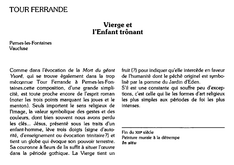 Prévisualisation du document TOUR FERRANDE:Vierge etl'Enfant trônant (analyse).