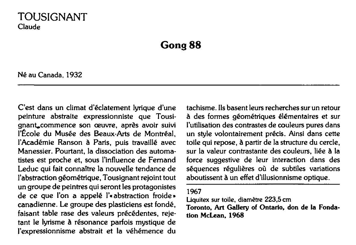 Prévisualisation du document TOUSIGNANT Claude : Gong 88