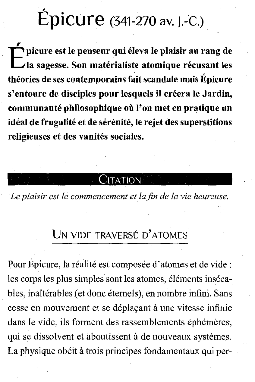 Prévisualisation du document Tout savoir sur Epicure et l'épicurisme.