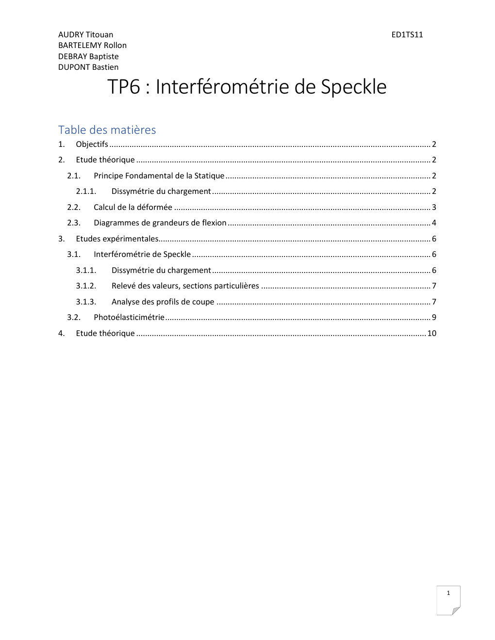 Prévisualisation du document TP mécanique: TP6 : Interférométrie de Speckle