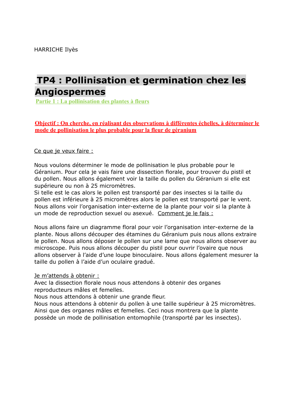 Prévisualisation du document Tp4-SVT TP4 : Pollinisation et germination chez les Angiospermes