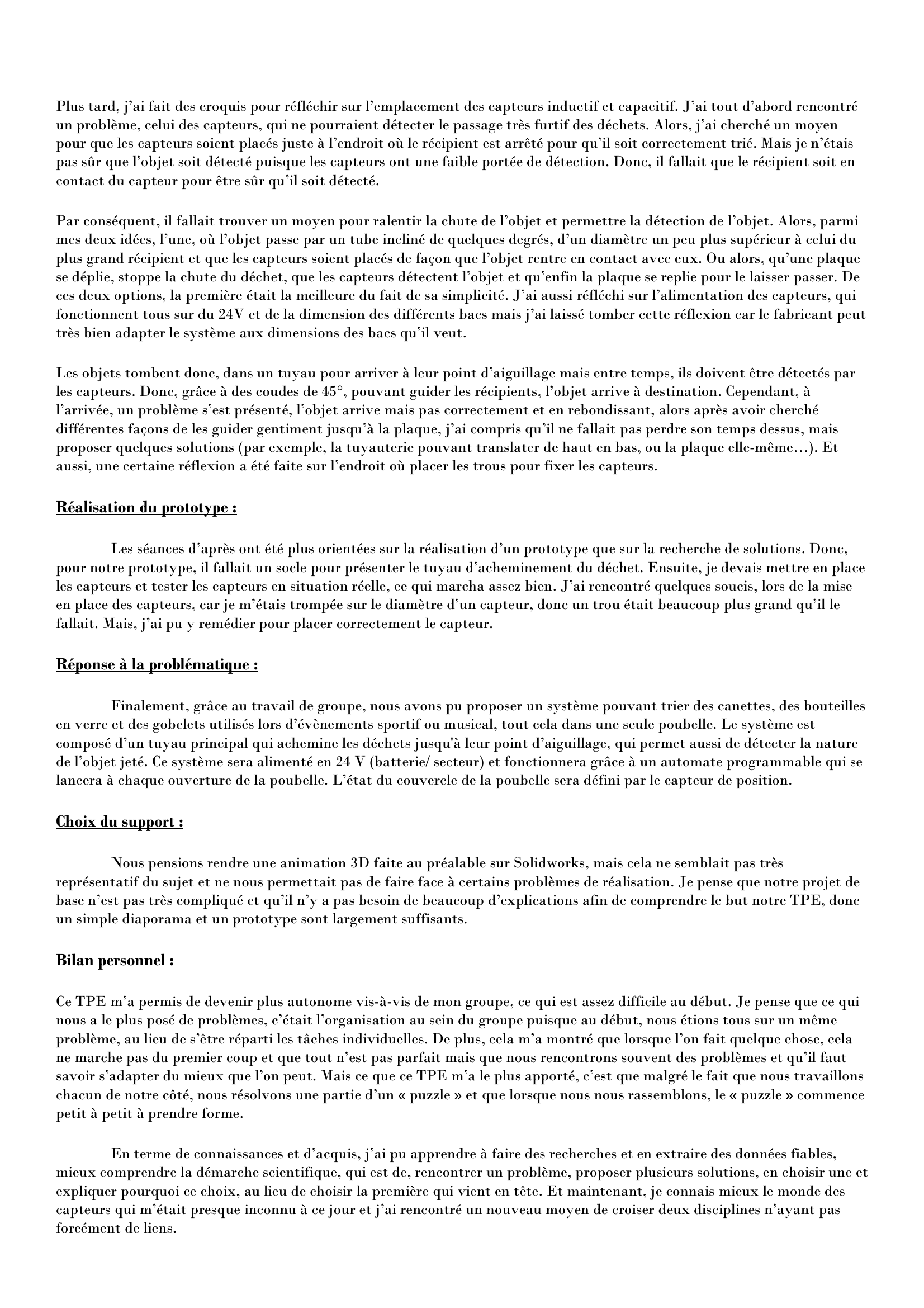 Prévisualisation du document TPE : La Poubelle Automatique