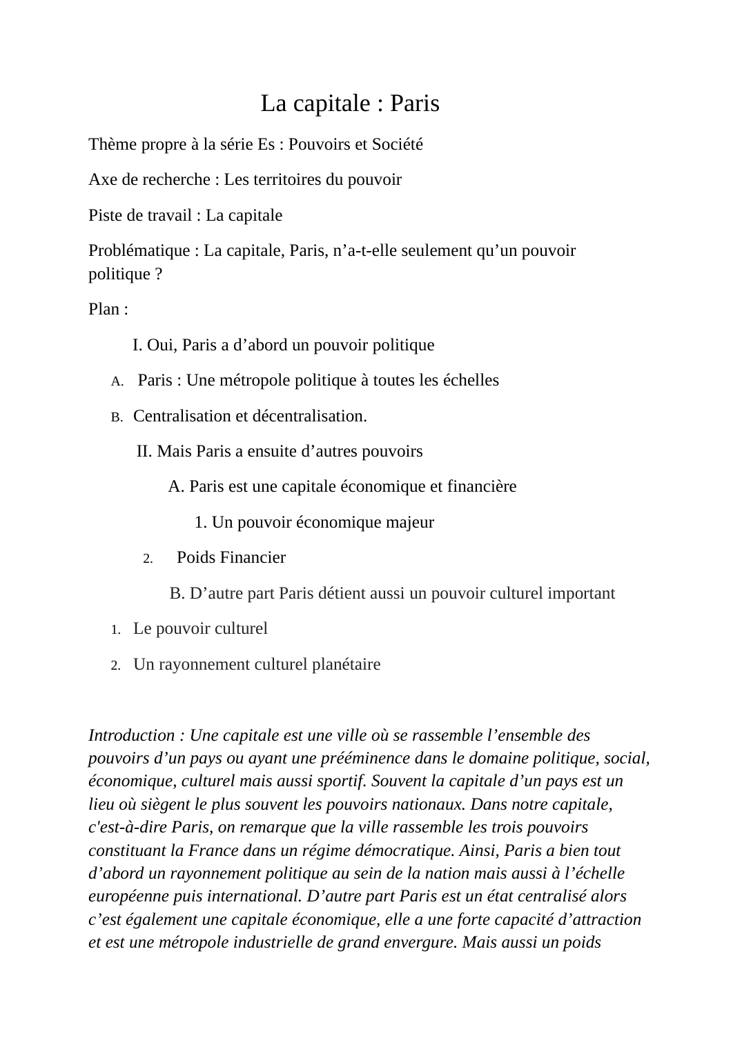 Prévisualisation du document TPE Paris