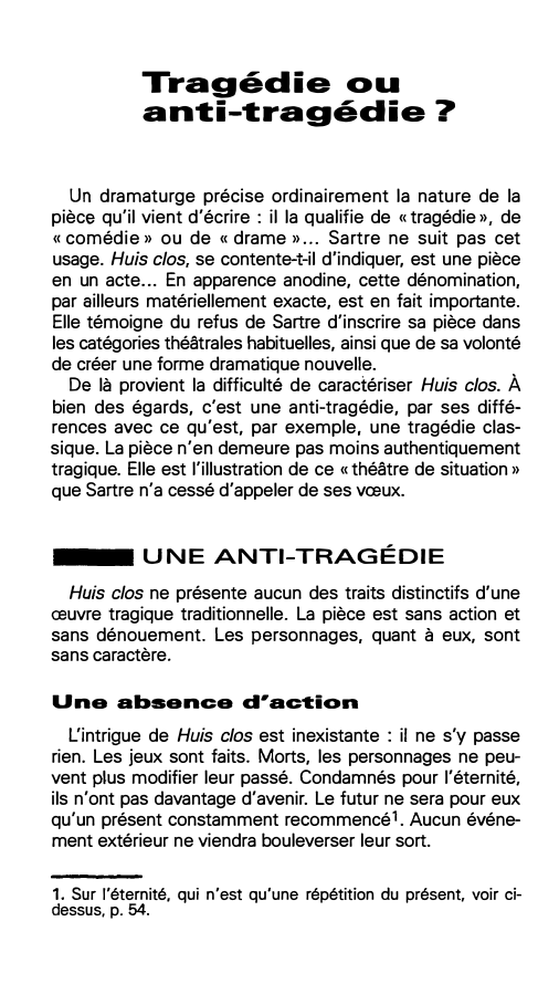 Prévisualisation du document Tragédie ou anti-tragédie - Huis clos (1944) de SARTRE