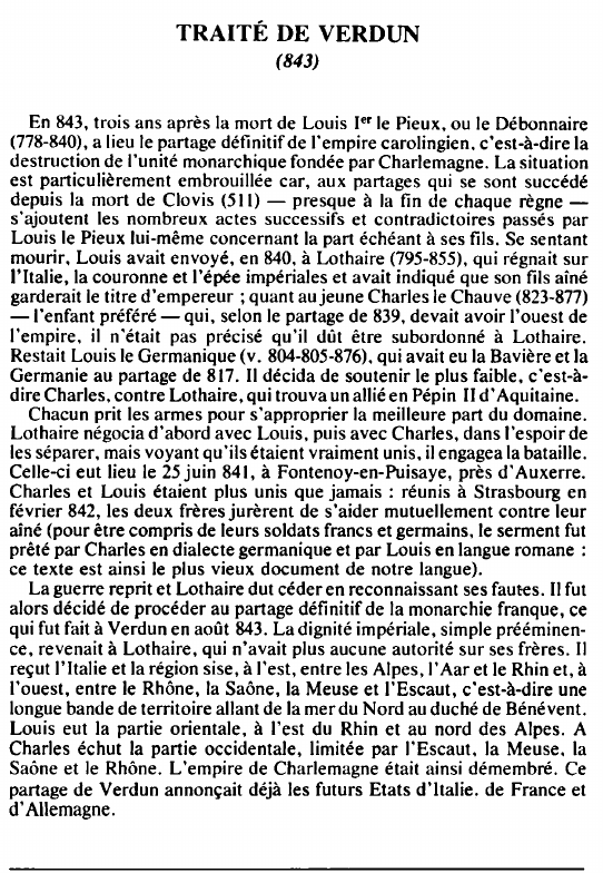 Prévisualisation du document TRAITÉ DE VERDUN(843) - HISTOIRE.