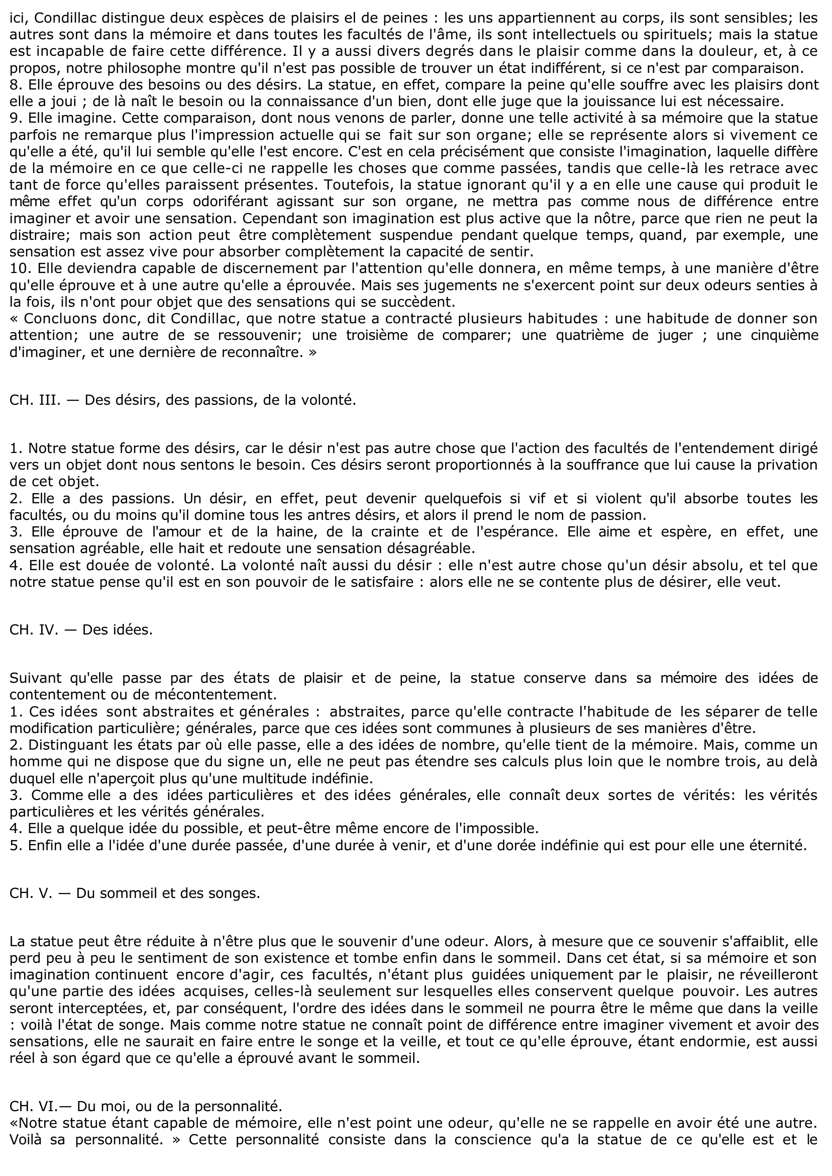 Prévisualisation du document TRAITÉ DES SENSATIONS DE CONDILLAC (fiche de lecture)