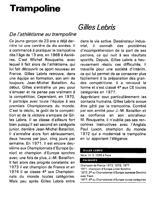 Prévisualisation du document Trampoline:Gilles Lebris (sports).