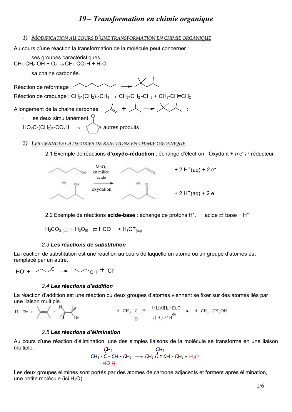 Prévisualisation du document Transformation en chimie organique