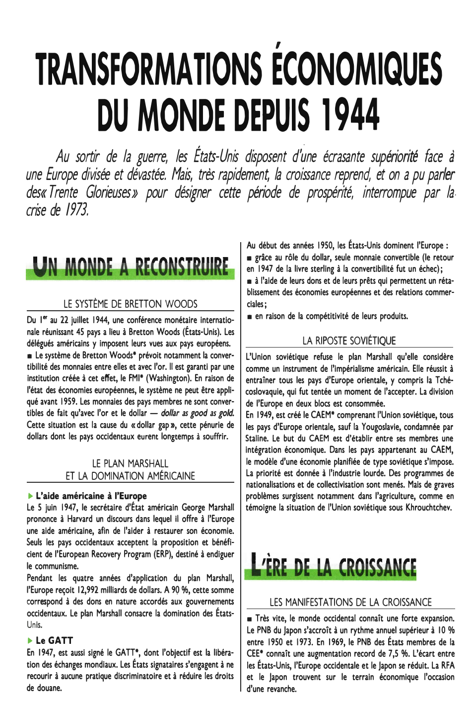 Prévisualisation du document TRANSFORMATIONS ECONOMIQUES DU MONDE DEPUIS 1944