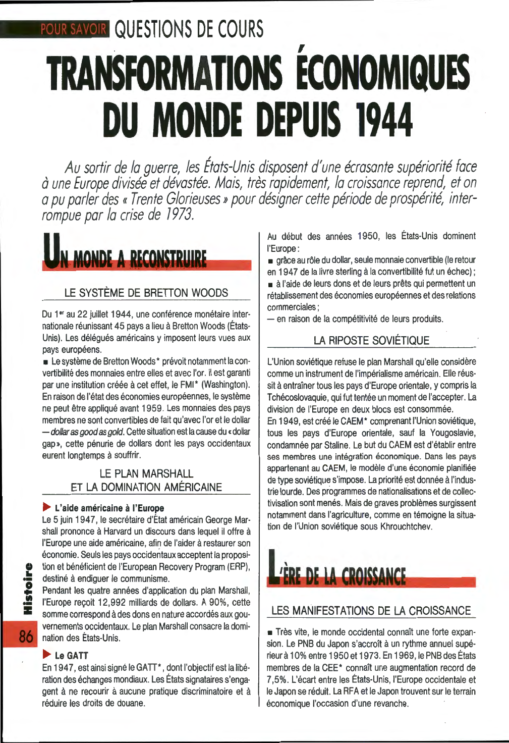 Prévisualisation du document TRANSFORMATIONS ÉCONOMIQUES DU MONDE DEPUIS 1944