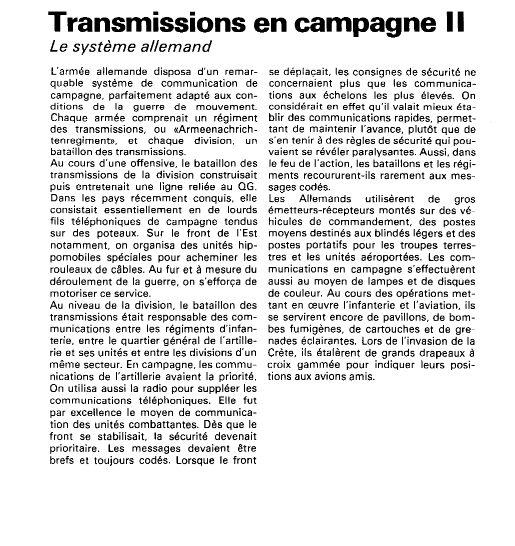 Prévisualisation du document Transmissions en campagne (seconde guerre mondiale).