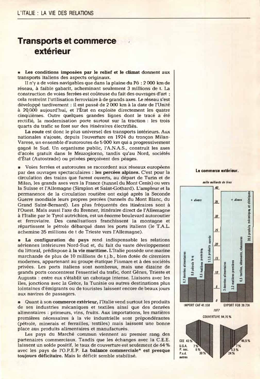 Prévisualisation du document Transports et commerce extérieur - Italie (en 1980)