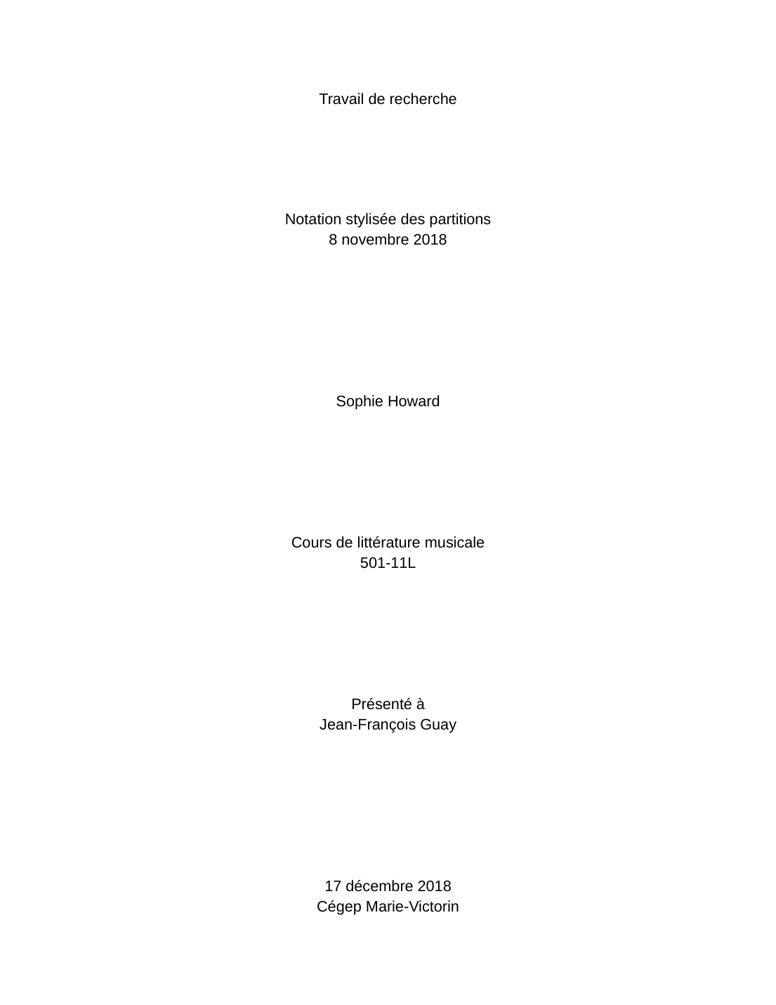 Prévisualisation du document Travail de recherche: Notation stylisée