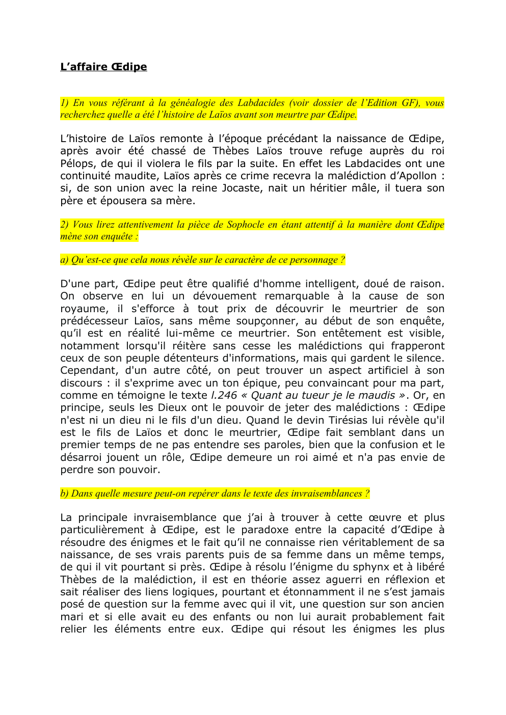 Prévisualisation du document travail sur Sophocle L’affaire Œdipe