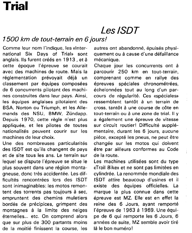 Prévisualisation du document Trial:Les ISDT (sport).