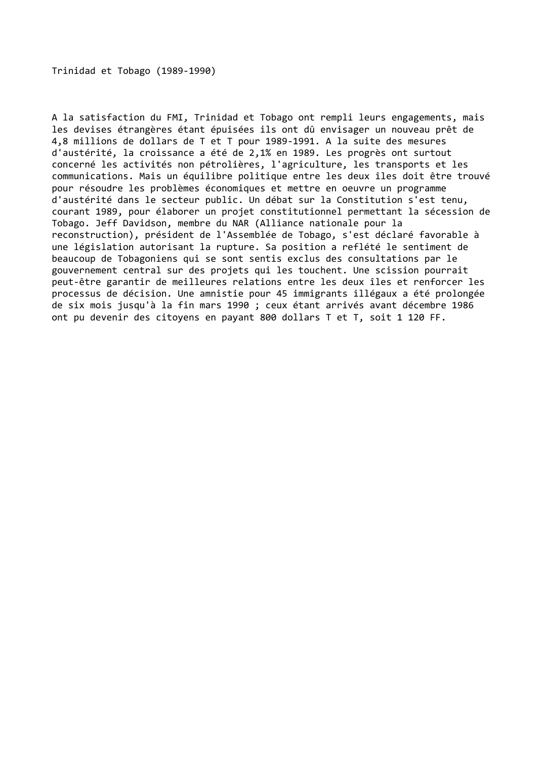 Prévisualisation du document Trinidad et Tobago (1989-1990)