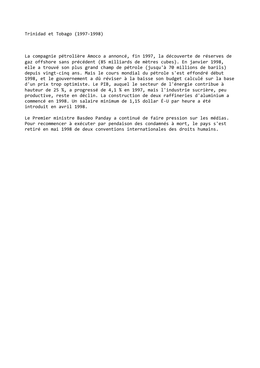 Prévisualisation du document Trinidad et Tobago (1997-1998)