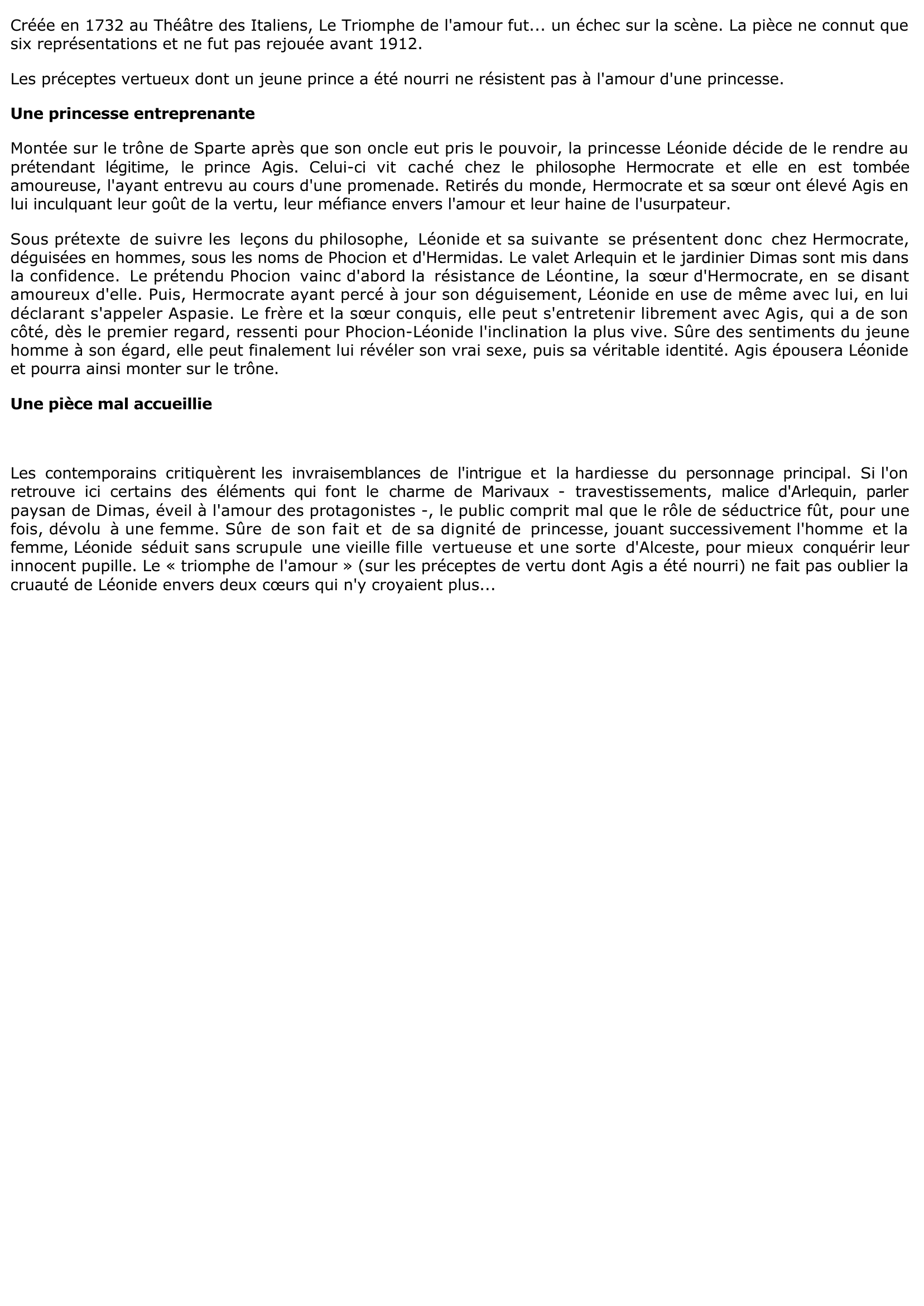 Prévisualisation du document TRIOMPHE DE L’AMOUR (Le) Marivaux (résumé & analyse)