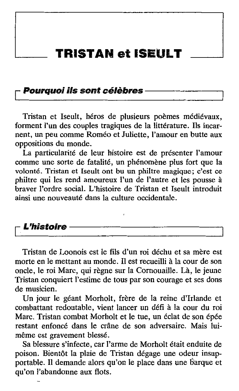 Prévisualisation du document Tristan et Iseut - Fiche de lecture.