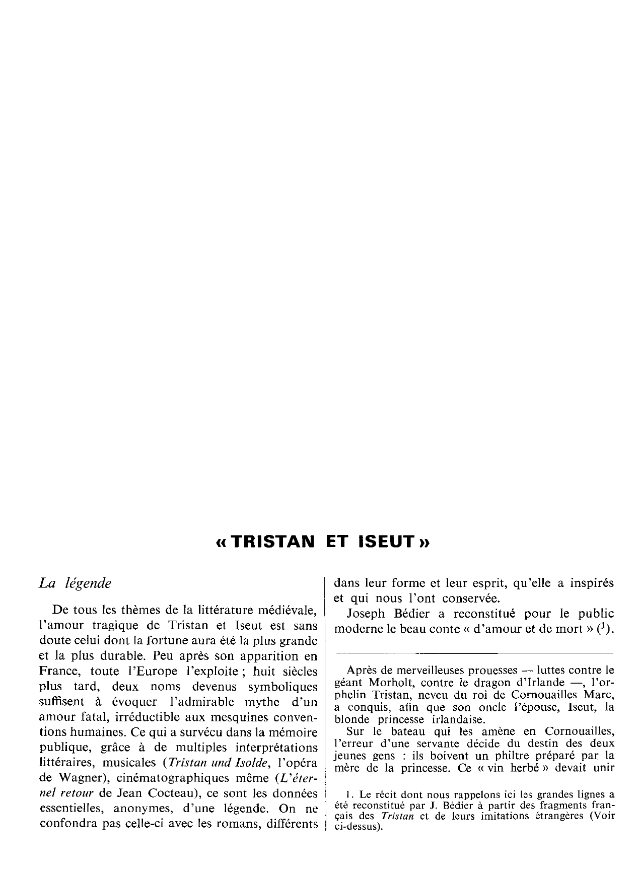 Prévisualisation du document Tristan et Iseut - XIIe siècle