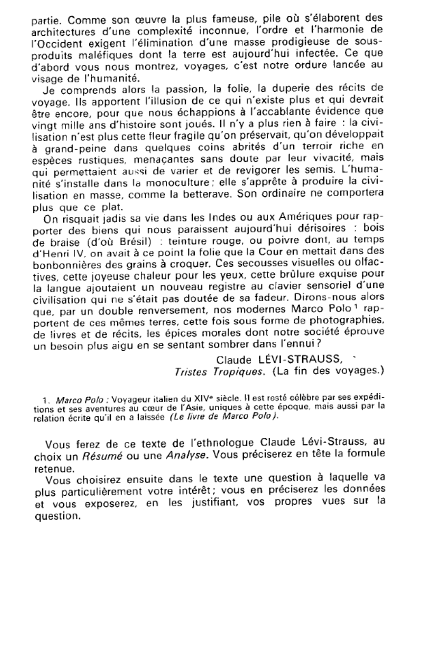 Prévisualisation du document Tristes Tropiques  de C. Lévi-Strauss (analyse)