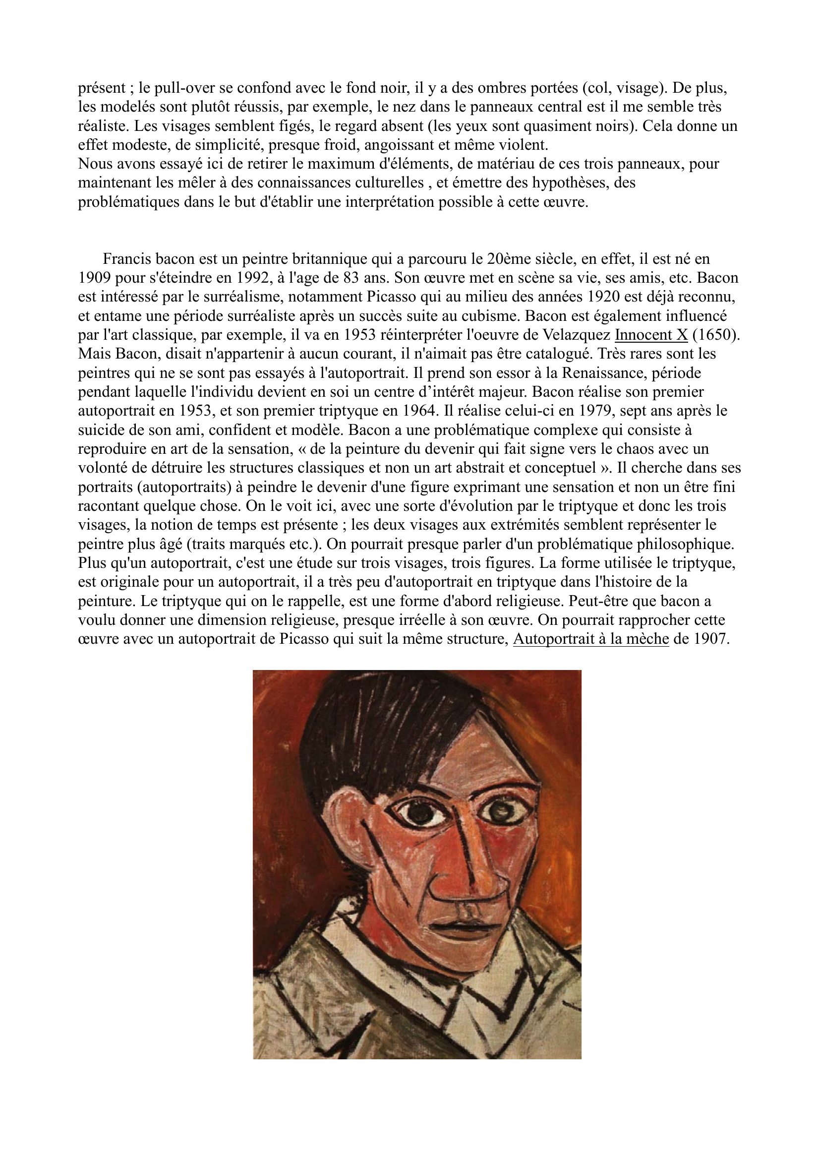 Prévisualisation du document Trois études pour un autoportrait de Francis Bacon