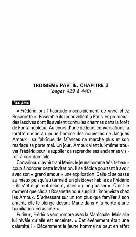 Prévisualisation du document TROISIÈME PARTIE, CHAPITRE 3
(pages 429 à 4481

l;lih•IMli
« Frédéric prit l'habitude insensiblement de vivre chez
Rosanette ». Ensemble...
