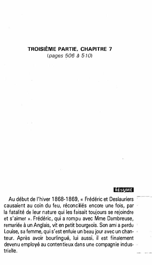 Prévisualisation du document TROISIÈME PARTIE, CHAPITRE 7 - L'Éducation sentimentale, Gustave Flaubert