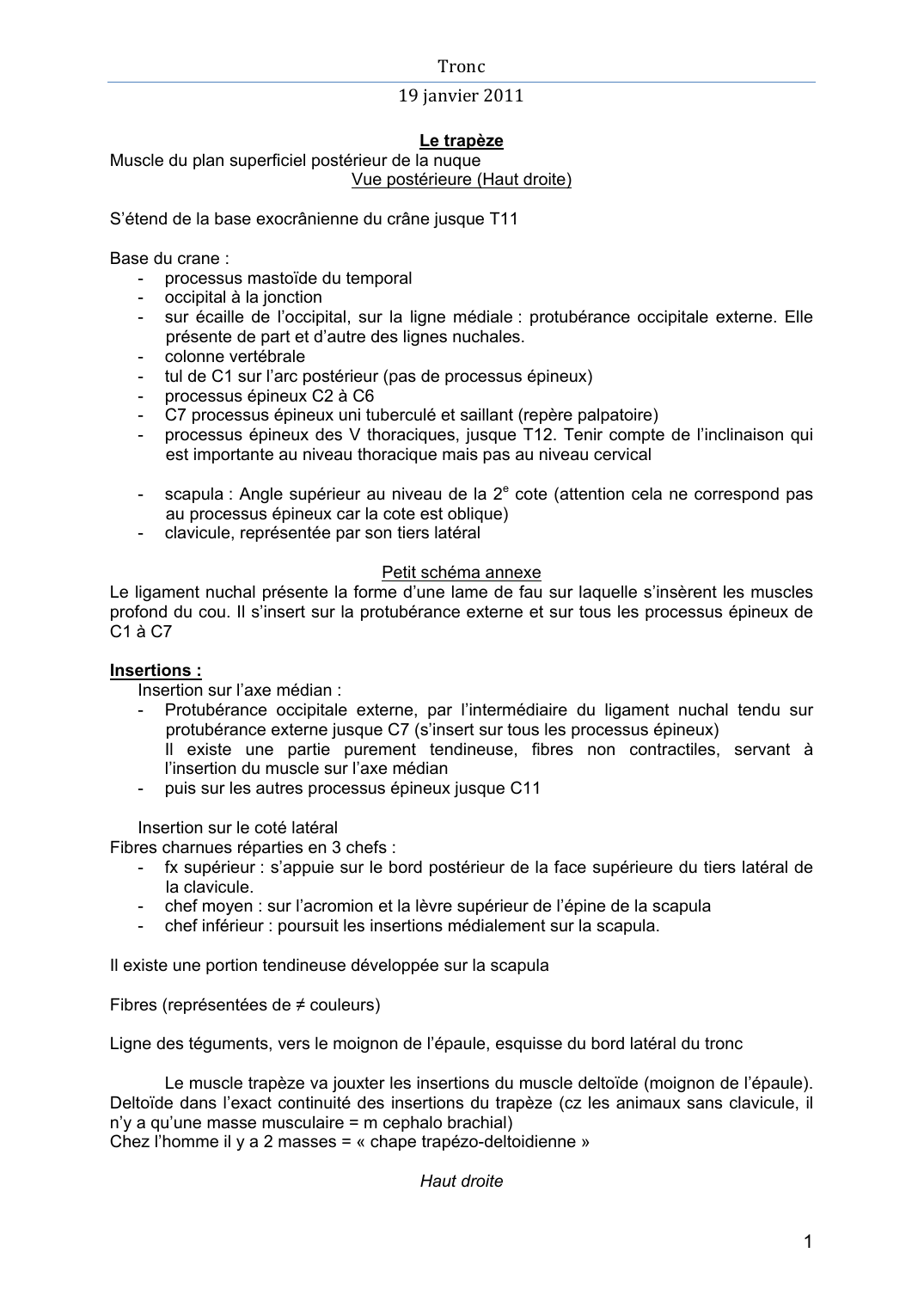 Prévisualisation du document Tronc	19	janvier	2011	Le trapèzeMuscle du plan superficiel postérieur de la nuqueVue postérieure