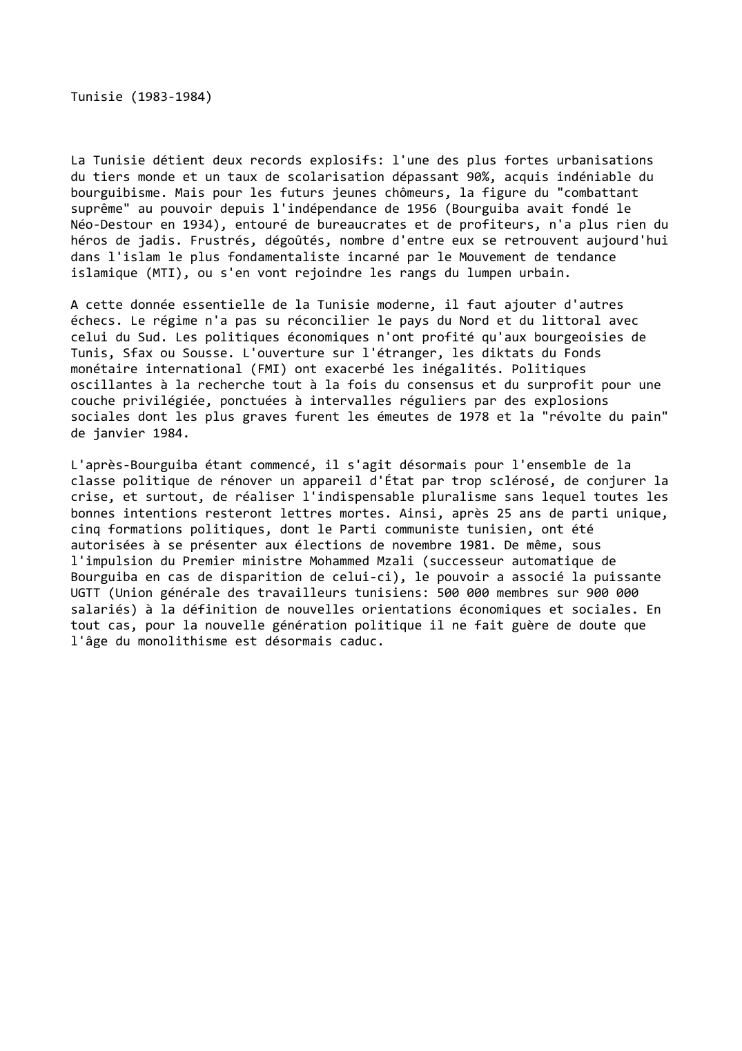 Prévisualisation du document Tunisie (1983-1984)