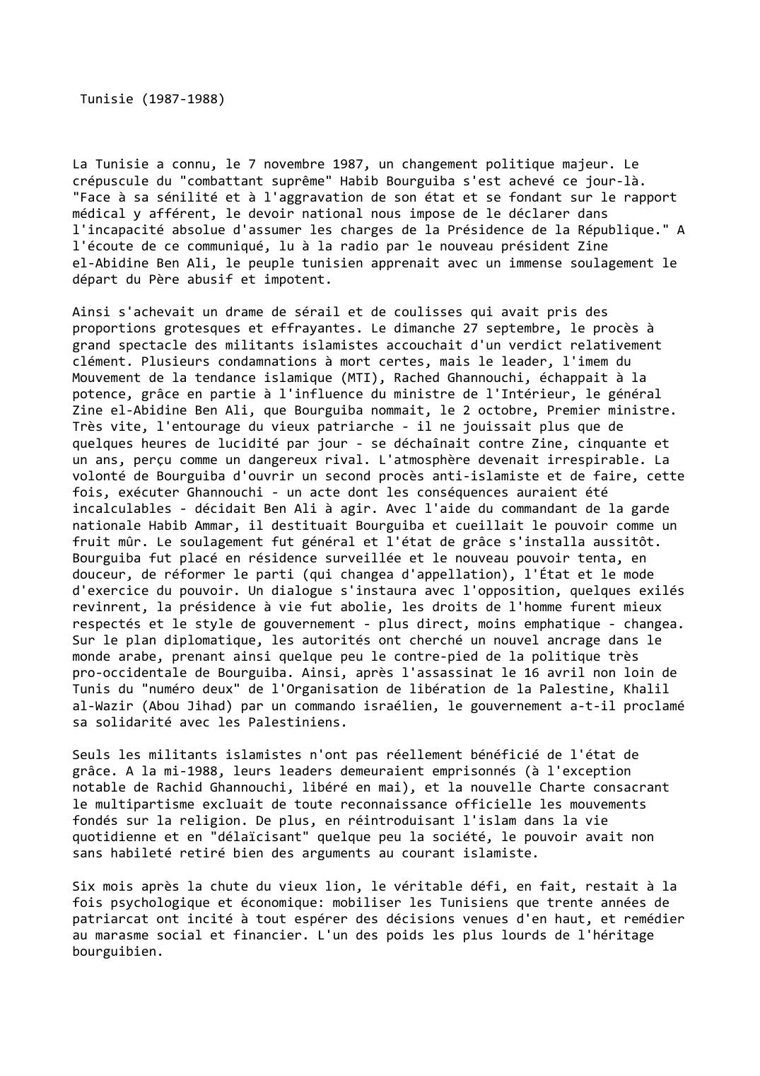 Prévisualisation du document Tunisie (1987-1988)