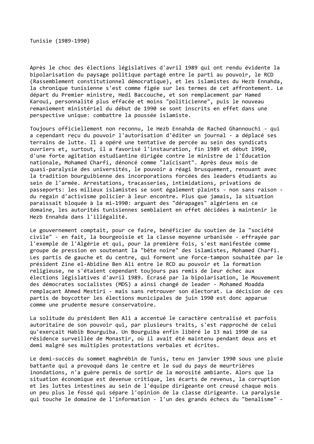 Prévisualisation du document Tunisie (1989-1990)