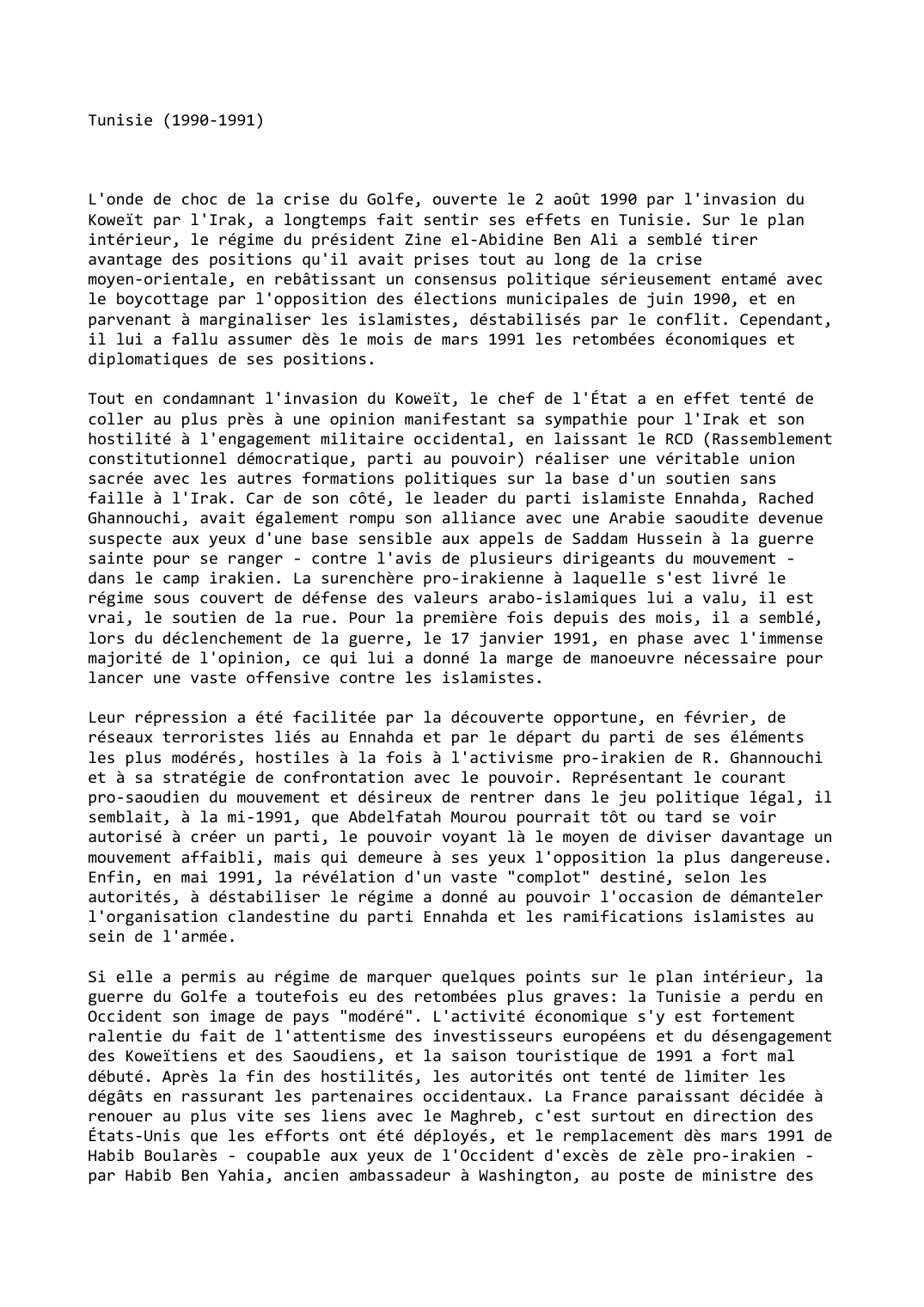 Prévisualisation du document Tunisie (1990-1991)