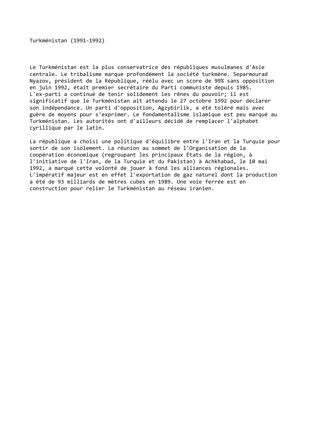 Prévisualisation du document Turkménistan (1991-1992)