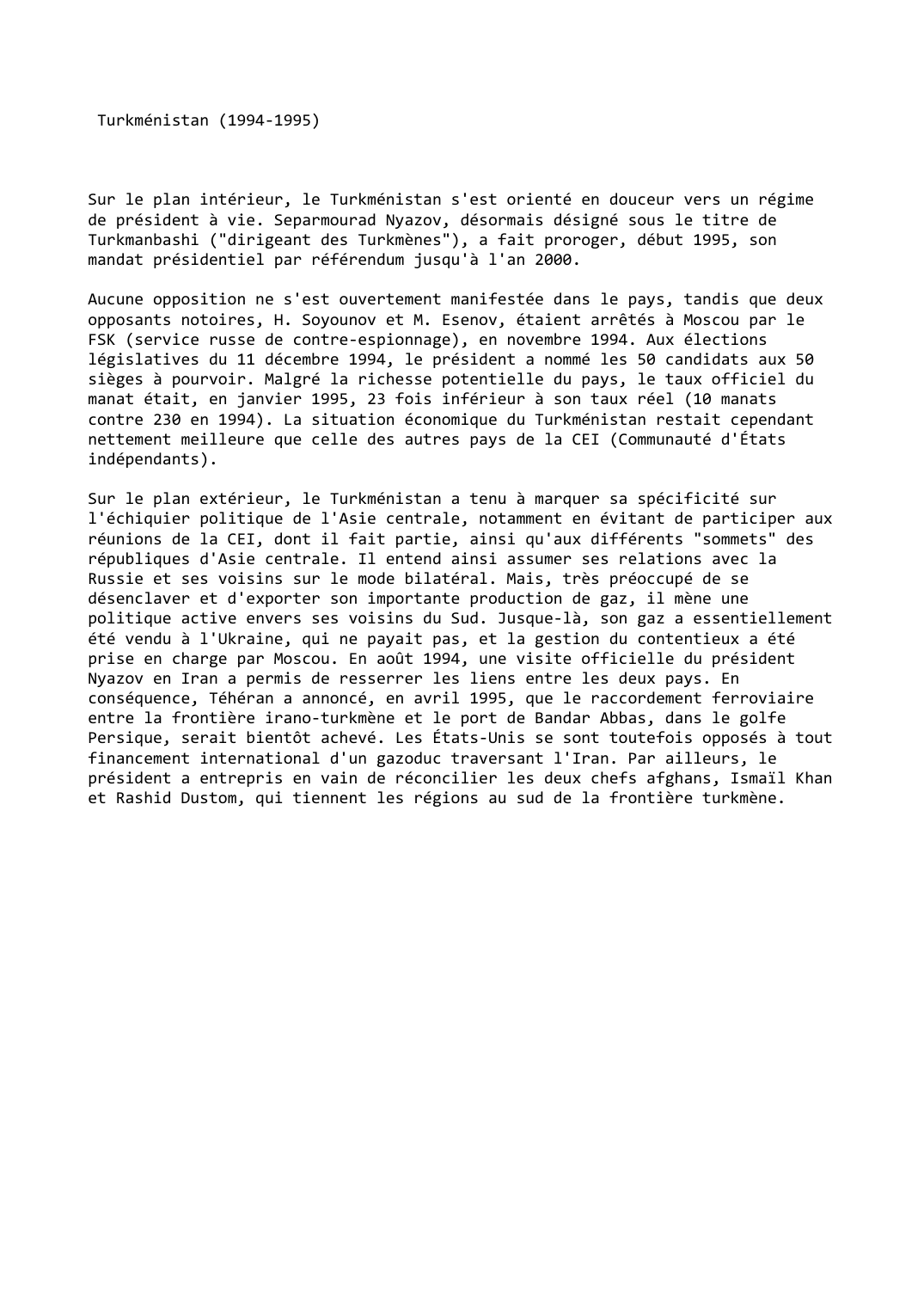 Prévisualisation du document Turkménistan (1994-1995)