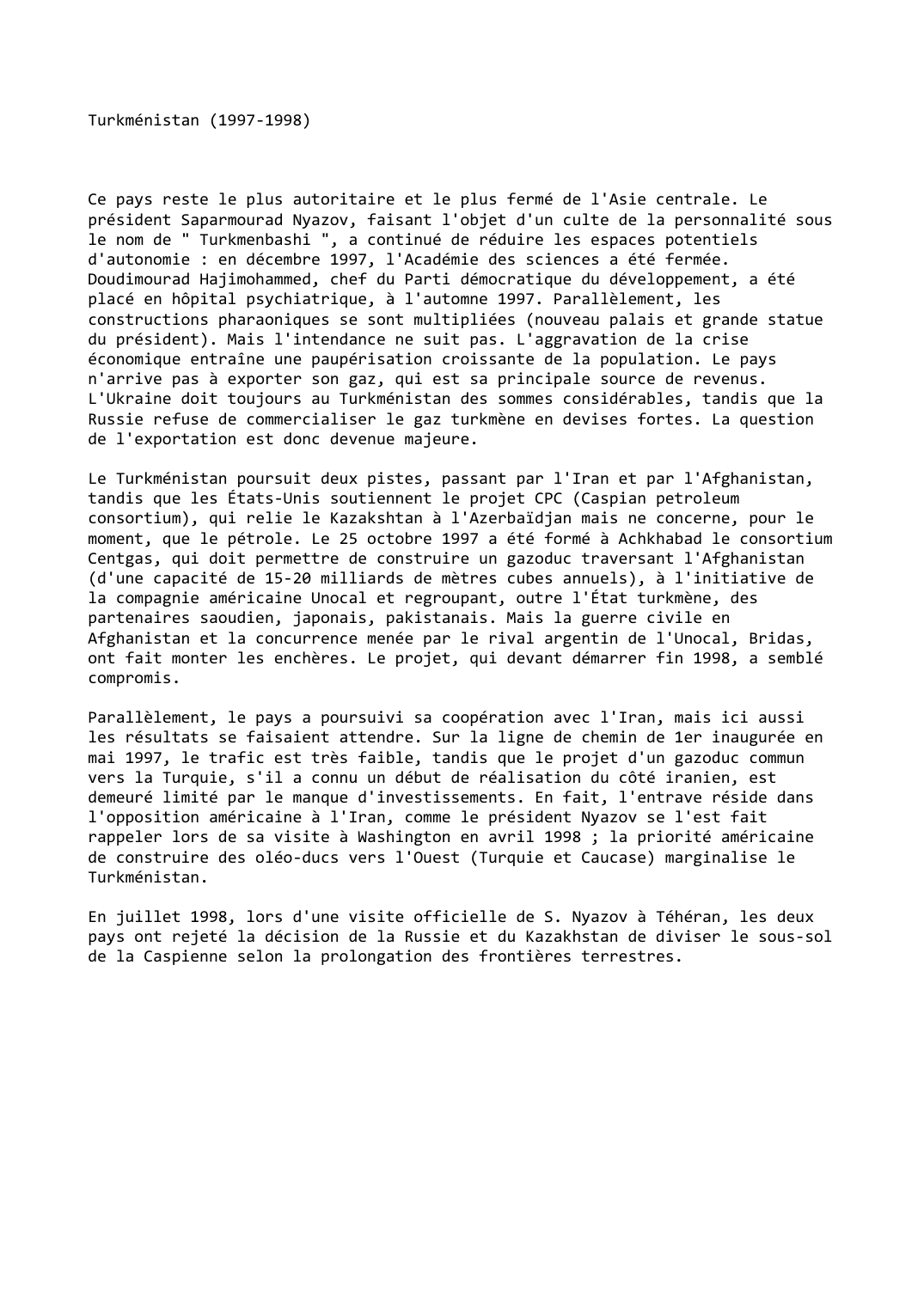 Prévisualisation du document Turkménistan (1997-1998)