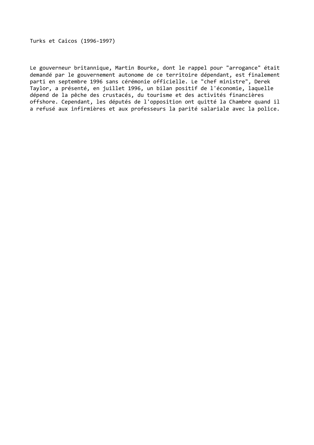 Prévisualisation du document Turks et Caicos (1996-1997)