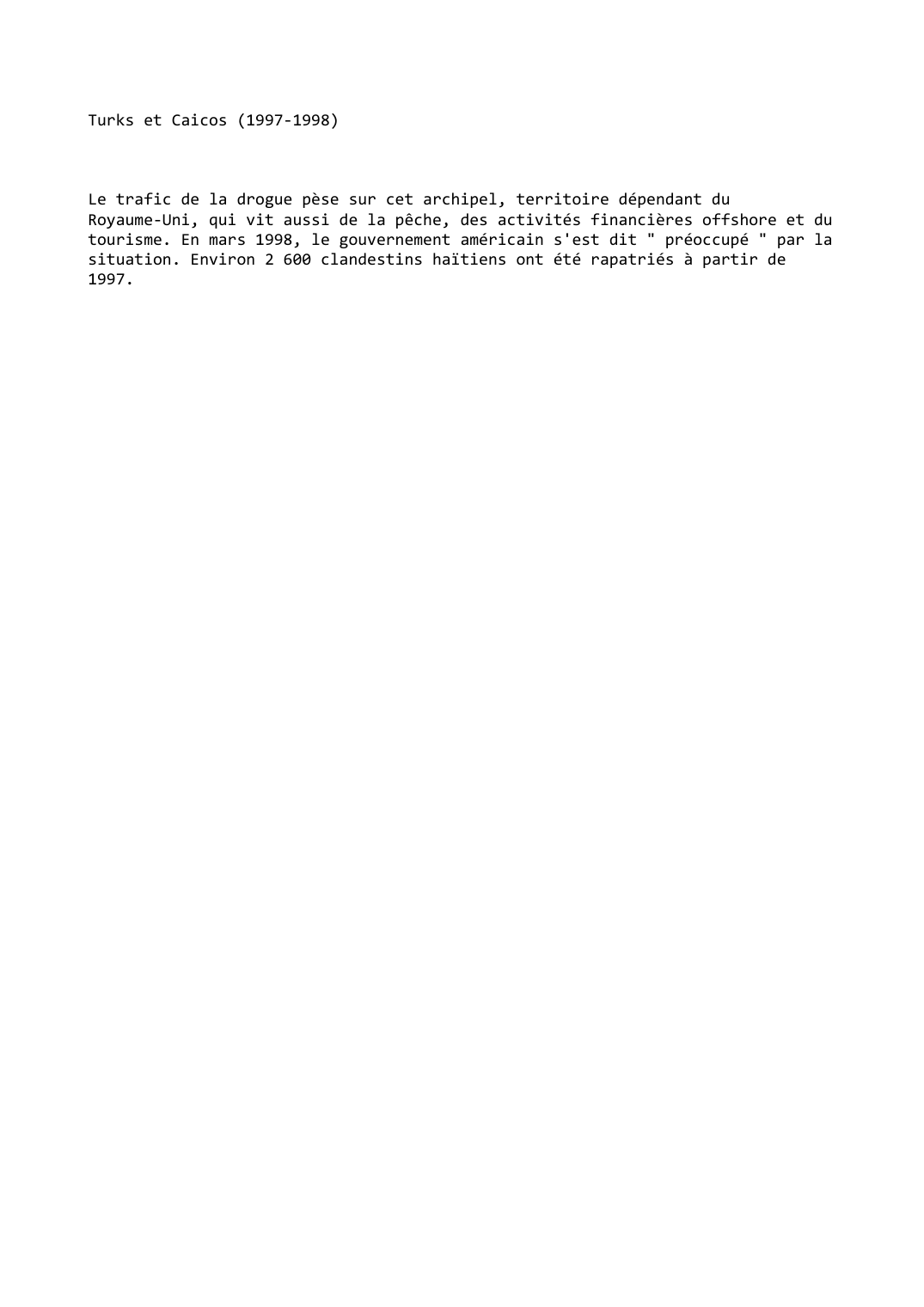 Prévisualisation du document Turks et Caicos (1997-1998)