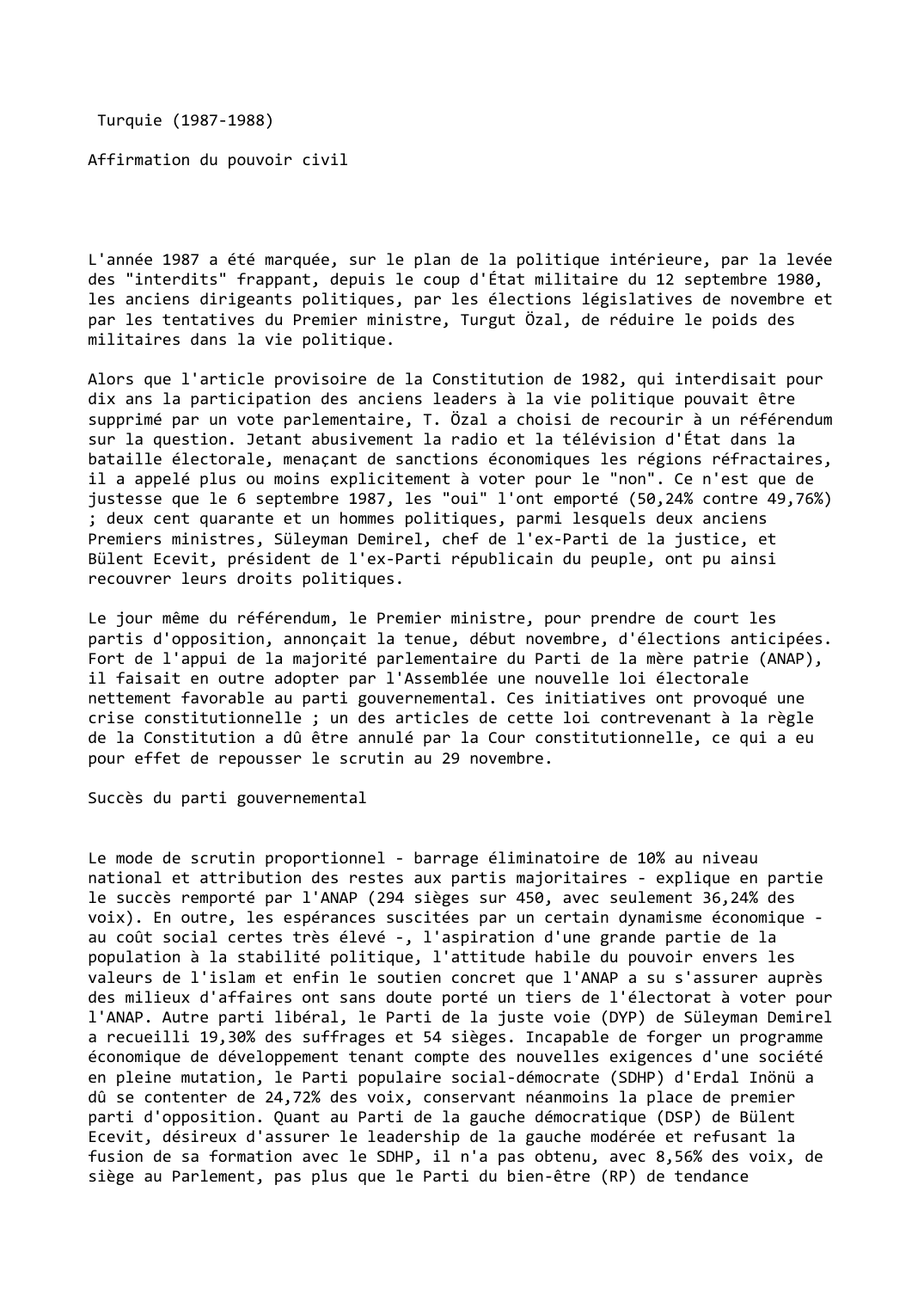 Prévisualisation du document Turquie (1987-1988)

Affirmation du pouvoir civil