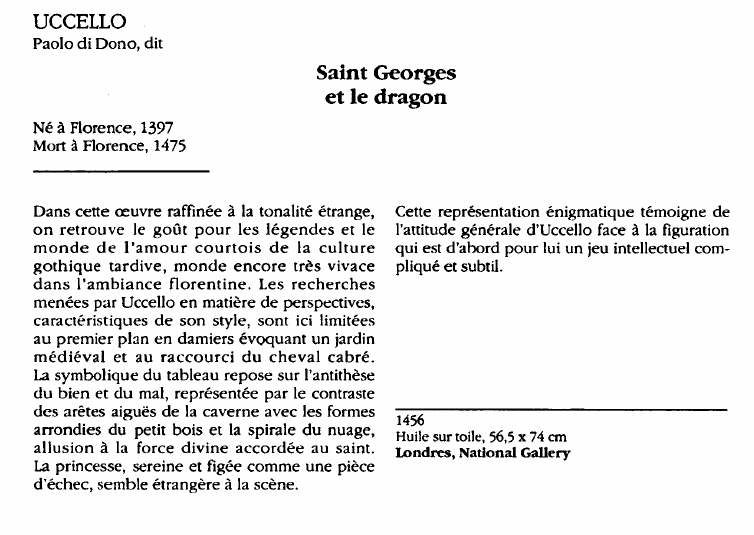Prévisualisation du document UCCELLOPaolo di Dono, dit:Saint Georgeset le dragon  (analyse du tableau).